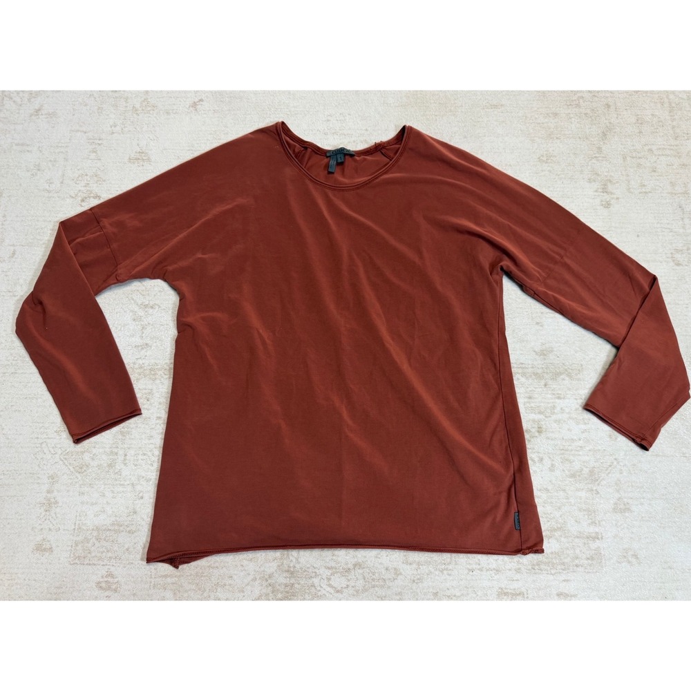 Oska Womens Rust Brown Cotton Blend Long Sleeve Oversized Top Size 1